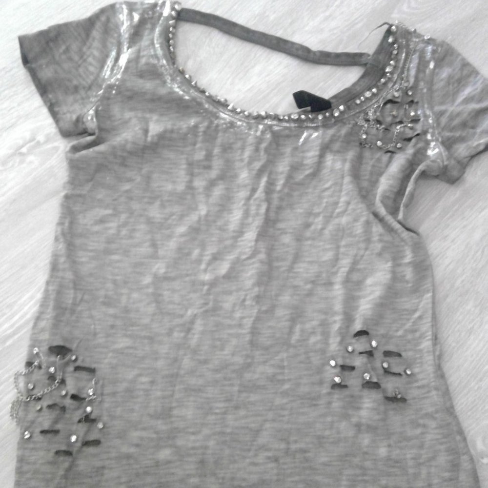Gray Embellished Women's Top